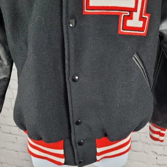 Awards USA Black Retro Letterman Varsity Band Jacket USA Made Size Medium M - Picture 6 of 11